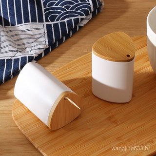 Organizador minimalista nórdico Dentes criativos com tampa de bambu