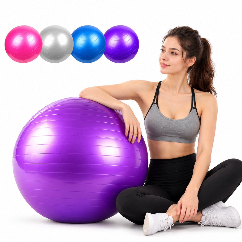 Bola Pilates Yoga 55cm para Abdominal, Exercícios Fitness, Ginástica e Treino em Casa