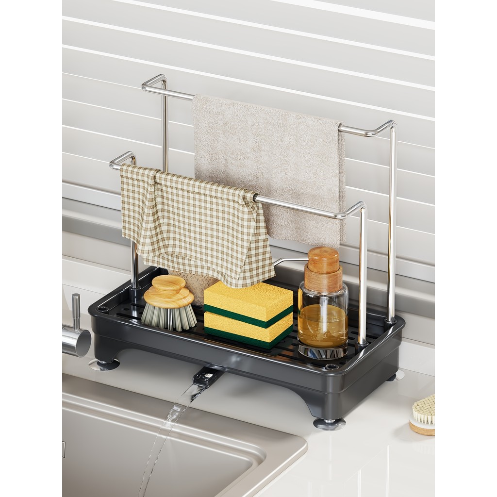 Pia da cozinha rack lateral preguiçoso pano dreno rack de aço bola organizador rack de armazenamento detergente rack de 