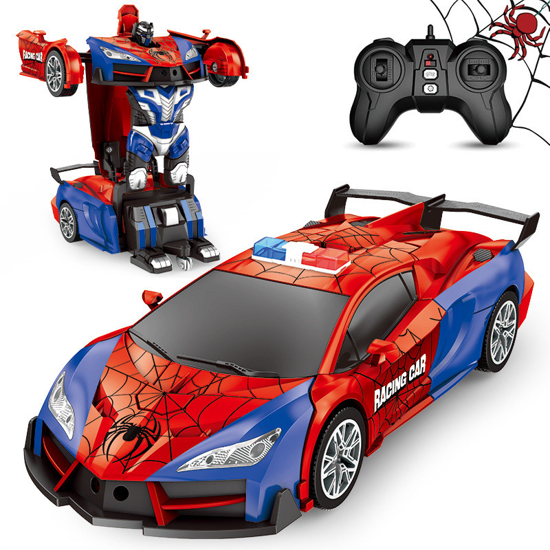 Carro transformável de aranha com controle remoto, transformação em um botão, robô de polícia, drift, brinquedo elétrico