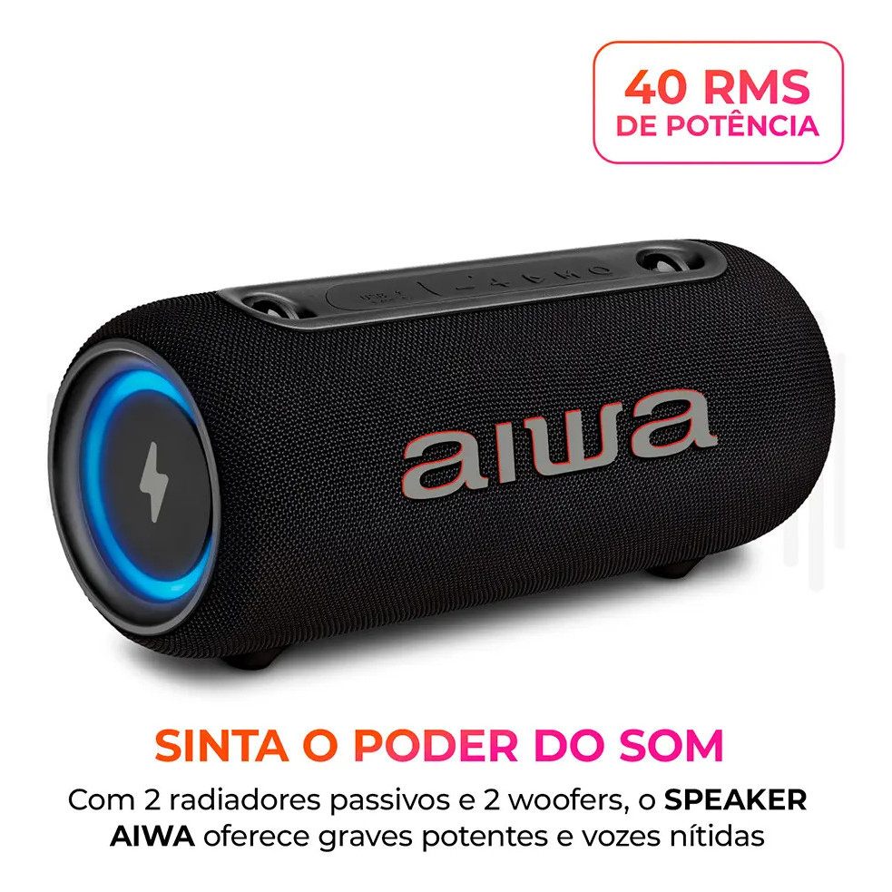 Caixa de Som Aiwa AWS-SP-05-LB Bluetooth Portátil Preta 127/220V