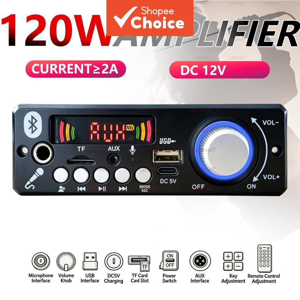 Placa Amplificadora Bluetooth, Amplificador de Carro 4 Canais 120W 12V com Mini MP3 Player Bluetooth, Amplificador de