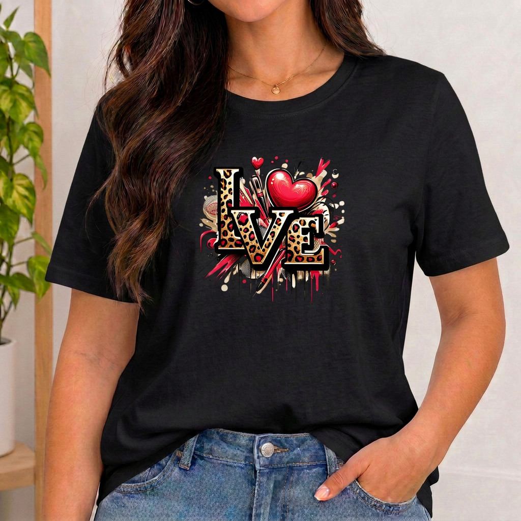 Blusa Soltinha Feminina Coração Love Estampada 100% Algodão Estilosa