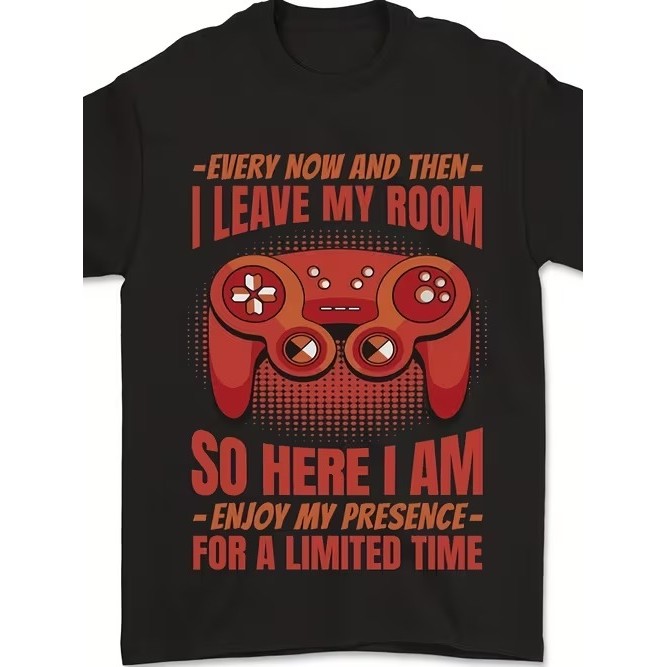Camiseta Estampada de Controle de Videogame Divertida Moderna Confortável Estilosa para Uso Casual Moda Tendência Verão