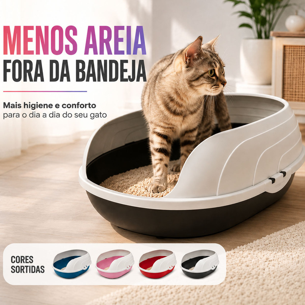 Bandeja Higiênica Para Gato Prime Com Arco Furacão Pet Caixa De Areia Felino