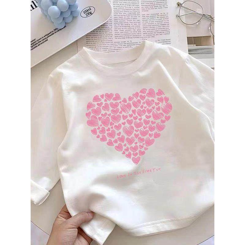 100% algodão feminino. crianças camiseta de manga comprida. crianças moda topo meninas versão coreana primavera outono e