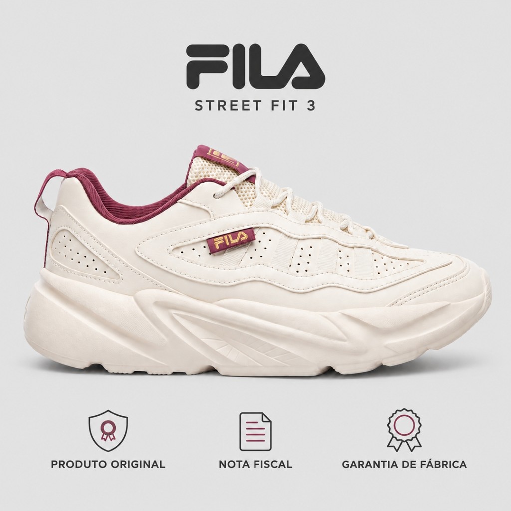 Tênis Academia Fila Street Fit 3 Caminhada Feminino Bege — imagem 2 de 2