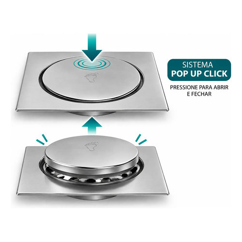 Ralo Click Inteligente Em Inox 15x15 Cm + Porta Grelha · foto 2