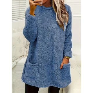 2026 Cross-Border feminino outono inverno novo estilo de manga comprida em torno do pescoço Casual solto moletom de pelú