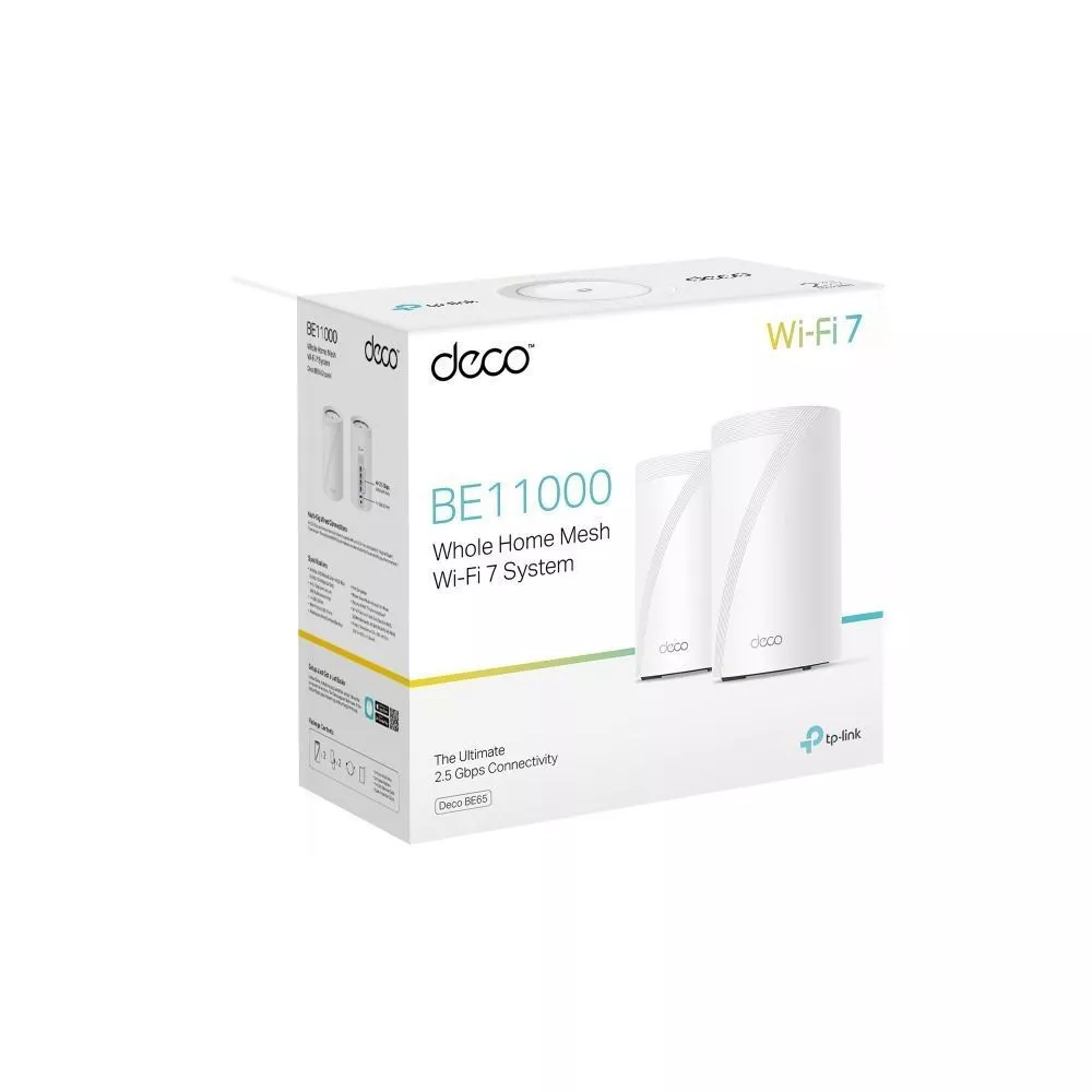 Roteador TP-Link DECO BE65 Mesh BE11000 Wi-Fi 7 Tri-Band BE11000 2.5Gbps 2-PACK