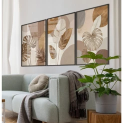 Quadro Folhagem Com Moldura Para Sala Grande Quadros Decorativos Com Moldura Trio Botânica Tropical