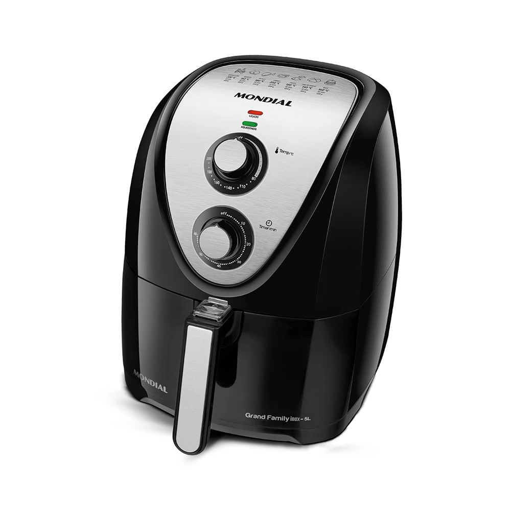 Fritadeira Elétrica Air Fryer Mondial Grand Family Inox AFN-50-BI 5L Preta - 220V — oferta na Shopee