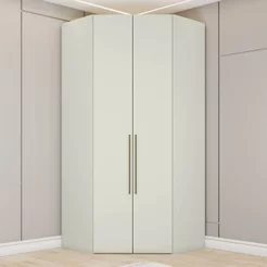 Guarda Roupa Canto Closet Modulado 2 Portas 3 Gavetas LED Predileto Areia HP Areia HP