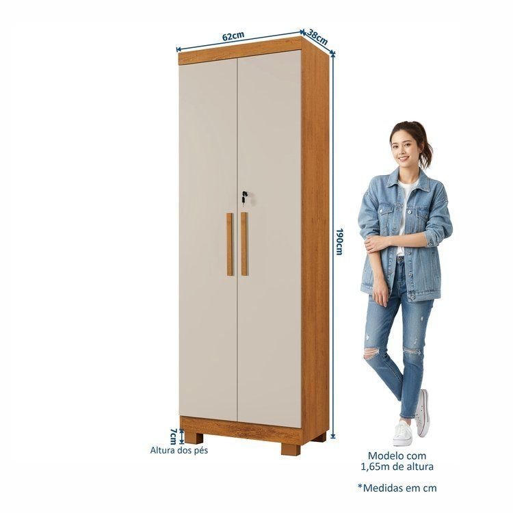 Armário Multiuso 2 Portas com Chave 100% MDF Toronto Yescasa Cinamomo/Off White Cinamomo/Off White · foto 2