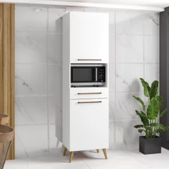 Paneleiro para Microondas 2 Portas 1 Gaveta 2 Prateleiras Favorita Branco/Lacca Branco Lacca