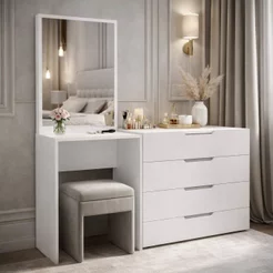 Cômoda Penteadeira 4 Gavetas Madrid Branco Branco