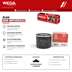 Filtro De Oleo Fiat Argo Fiat Cronos Fiat Fastback Fiat Mobi Fiat Pulse Fiat Strada Fiat Toro Fiat Uno WAY WEGA WO121