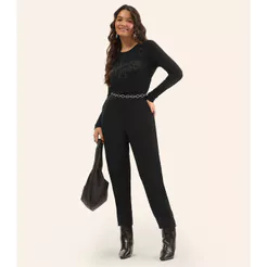 Calça Reta Feminino Em Alfaiate Rovitex Preto