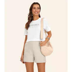 T- Shirt Feminina Meia Malha Rovitex Branco