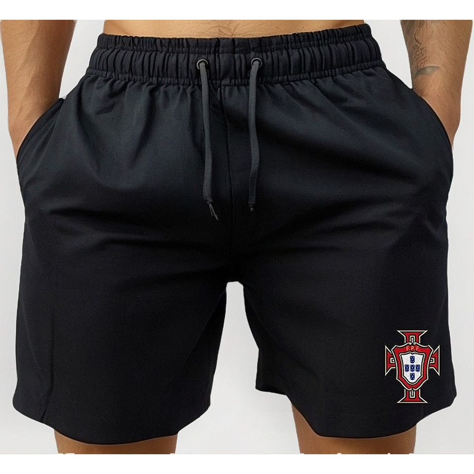 Short Bermuda Tactel Praia Leve Treino Mauricinho Academia Time Futebol Selecao Portugal