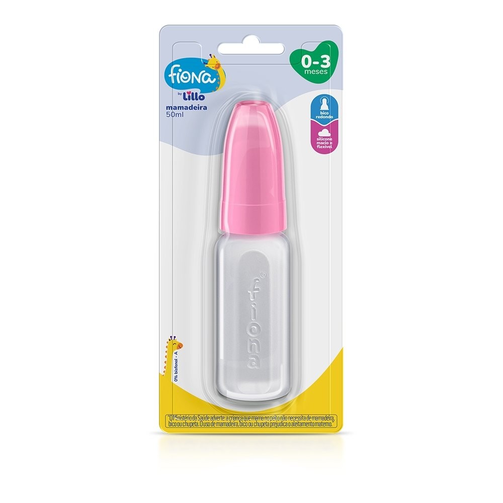 Mamadeira Fiona Mini de Silicone 50ml Rosa em Oferta na Shopee