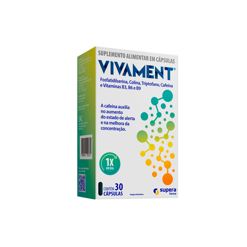 Vivament 30 Cápsulas | Energia, Concentração e Foco Mental com Cafeína e Vitaminas B