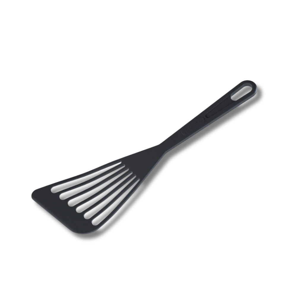 Espátula Vazada de Fritura Peixe Bife Hamburguer Panqueca 100% Nylon Preta 28,8cm