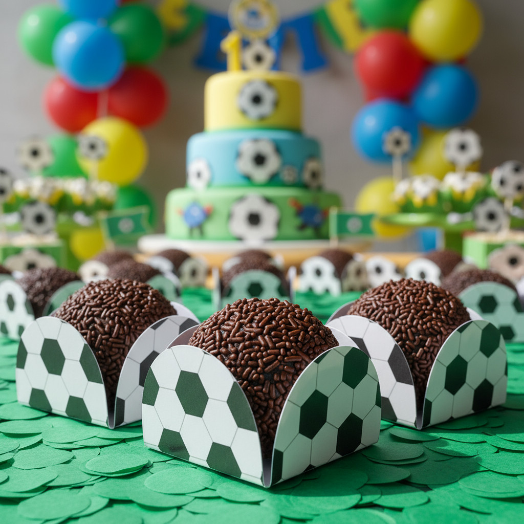 Forminhas para Doces 4 Petálas no Tema Futebol - Festas Aniversário futebol em Oferta na Shopee