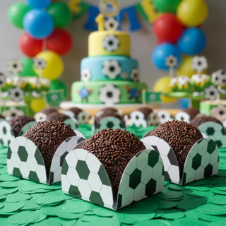 Forminhas para Doces 4 Petálas no Tema Futebol - Festas Aniversário futebol em Oferta na Shopee