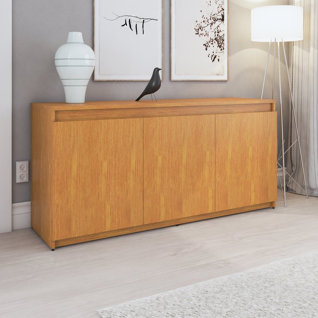 Buffet Aparador 3 Portas MDF/MDP Mel 136cm Bart Viero Mel em Oferta na Shopee