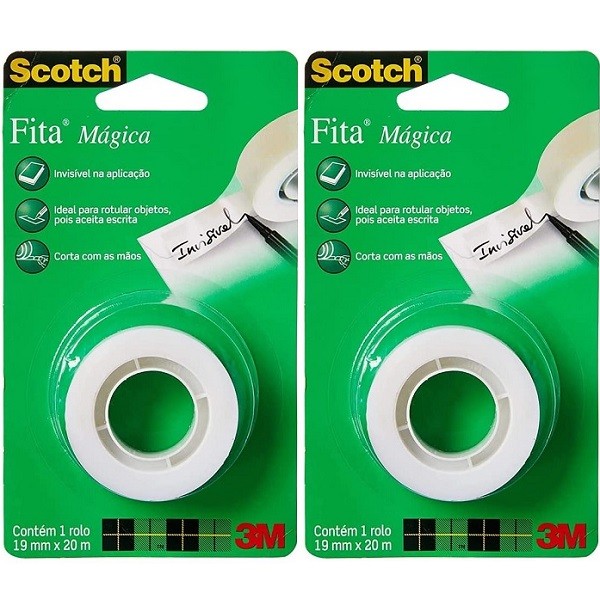 Kit com 2 Fita Magica 19MM X 20M 3M em Oferta na Shopee