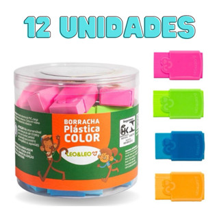 Borracha Plástica Color  Com Capinha Leo&leo-kit Com 12 Unidades em Oferta na Shopee