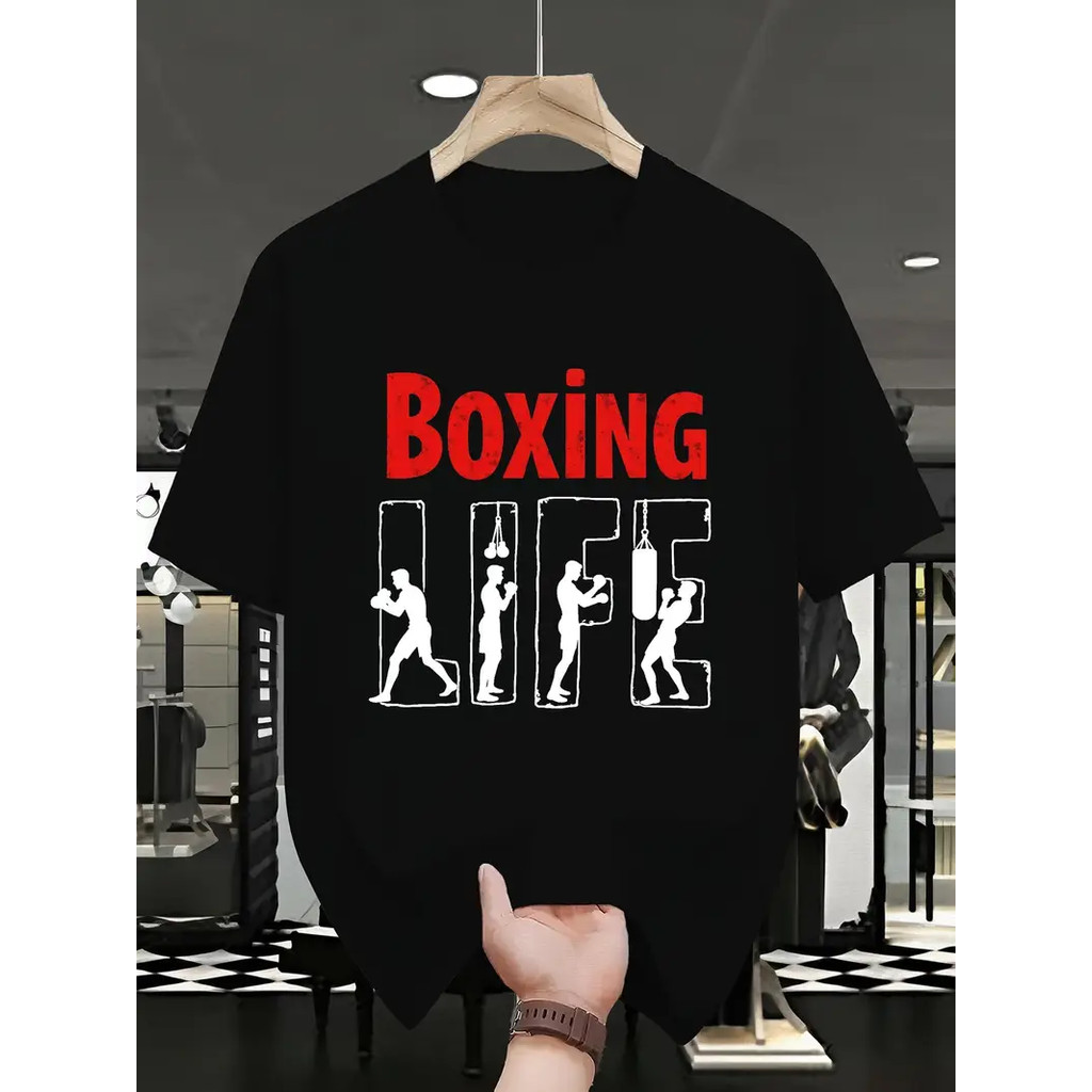 Camiseta Masculina Boxe Básica Oversized 100% Algodão Oversized T-shirt Streetwear Unissex Blusa