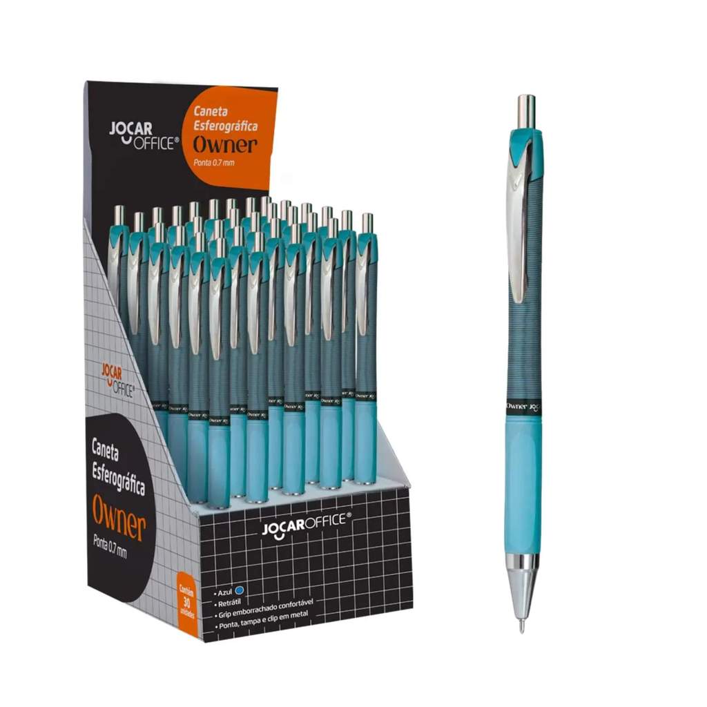Caneta Esferográfica Owner 0.7 Azul - Display c/ 30 unidades Jocar Office Leonora - 97943 em Oferta na Shopee