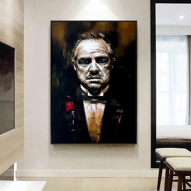 Quadro decorativo 1 peça 90x70 Clássico gangster ator o poderoso chefão decoração para casa sala quarto hall