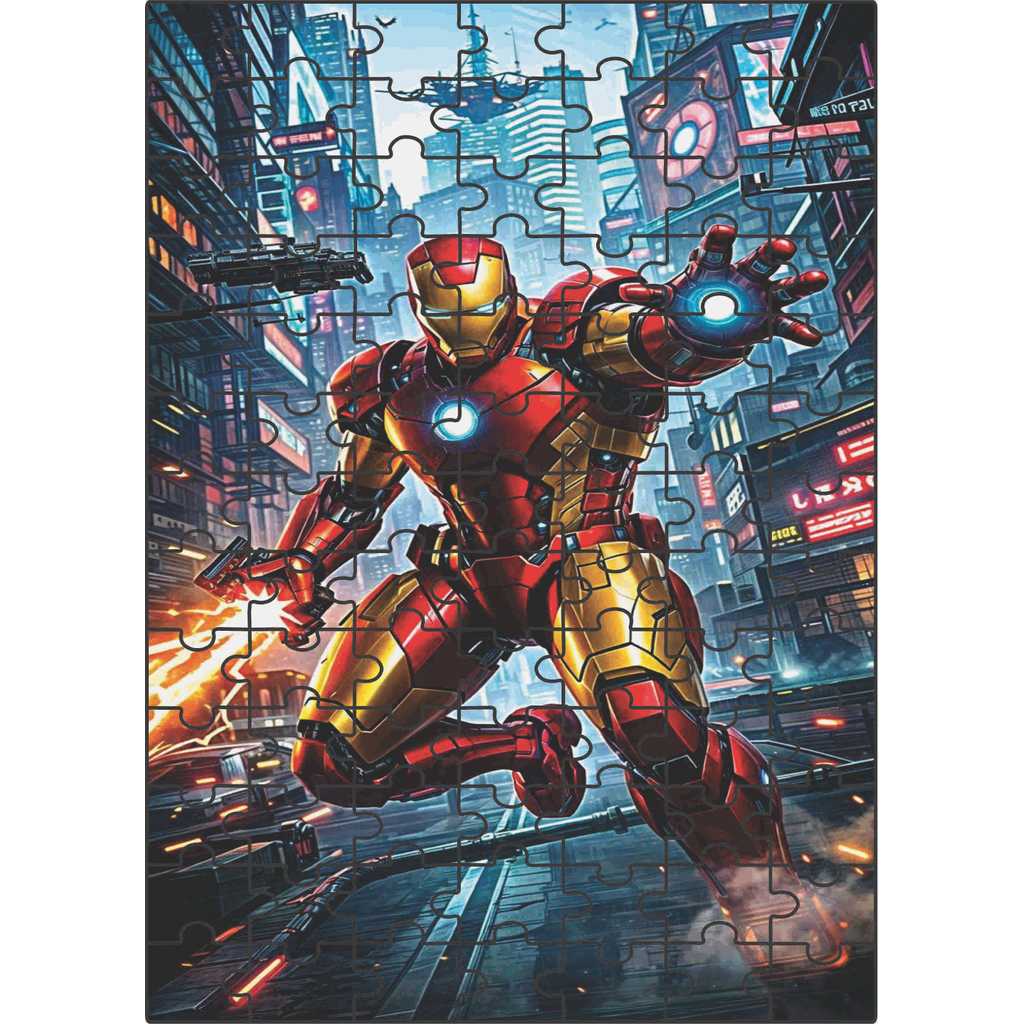 Quebra-Cabeça Jogo Infantil Educacional Homem de Ferro 91 peças 20x28 cm Feito em Madeira (MDF)