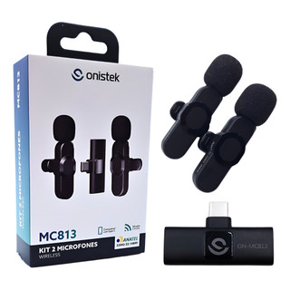 Kit 2 Microfones Sem Fio Lapela Celular Smartphone Onistek