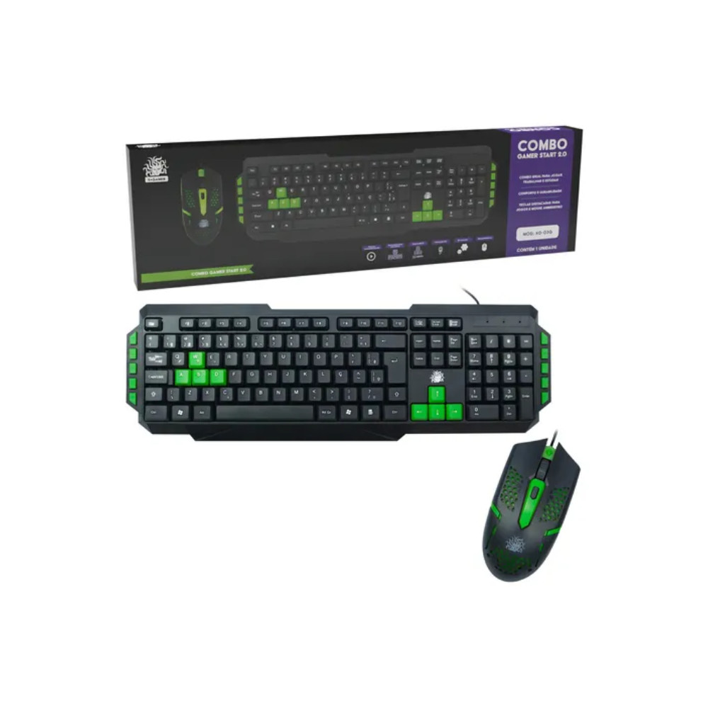 Kit Teclado E Mouse C/ Fio Gamer Combo 5+ Start 2.0