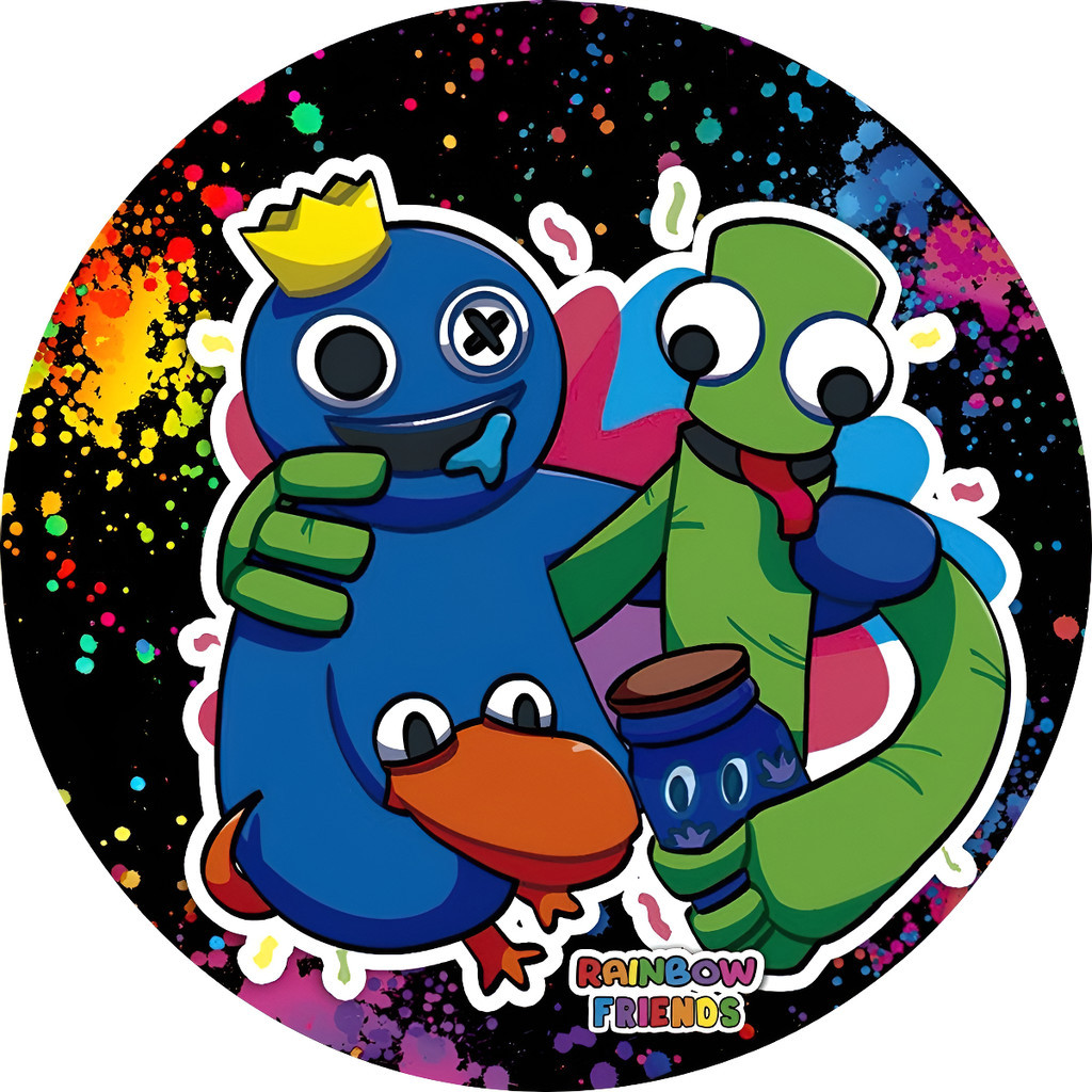 Capas Painel Mini Redondo Mesa Decoração Rainbow Friends Festa Tema Colorido