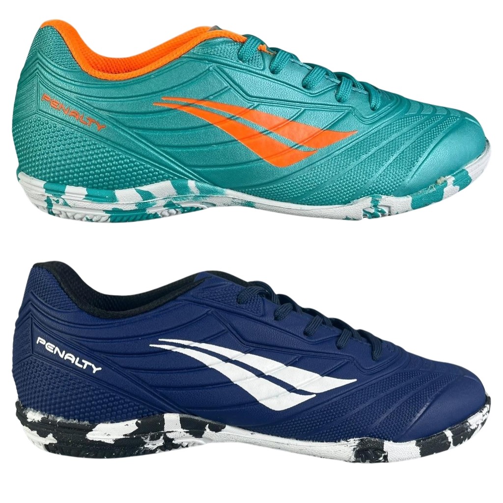 Chuteira Futsal Penalty Matis XXI Juvenil Azul Original Solado Borracha Quadra