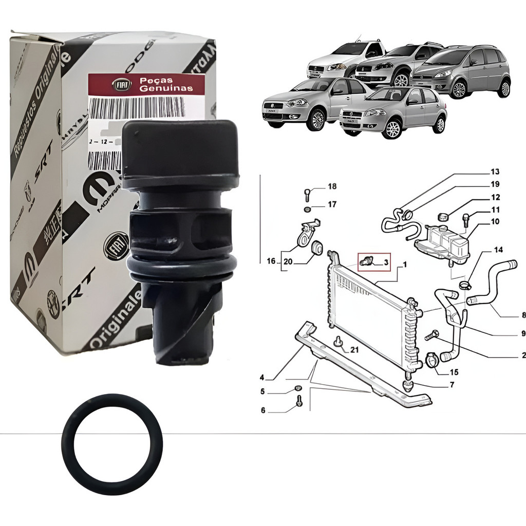 Torneira Bu­jão Sangria Radiador Fiat Palio Siena Strada Idea 2001-2020 Original 46815896