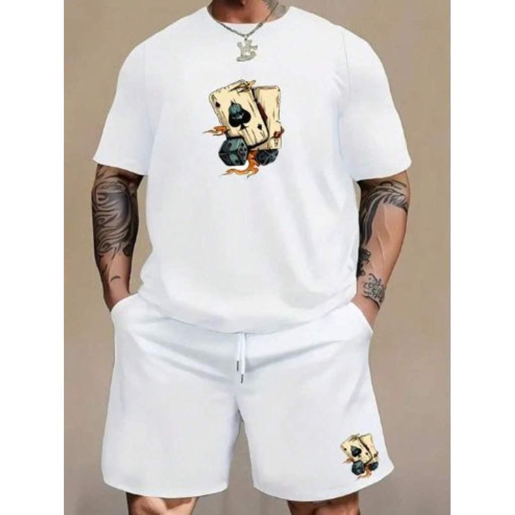 Kit Camiseta Masculina+Bermuda De Moletom Flanelado Shorts Algodão Varias Cores Envio Imediato Confortavél
