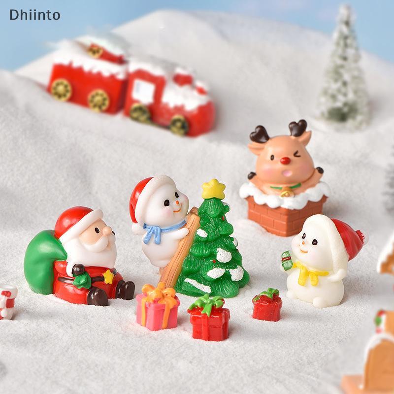 [Dhiint] Enfeites De Natal De Resina Fofos Desenhos Animados Papai Noel Boneco De Neve Desktop Pequenos Estatueta Em Min