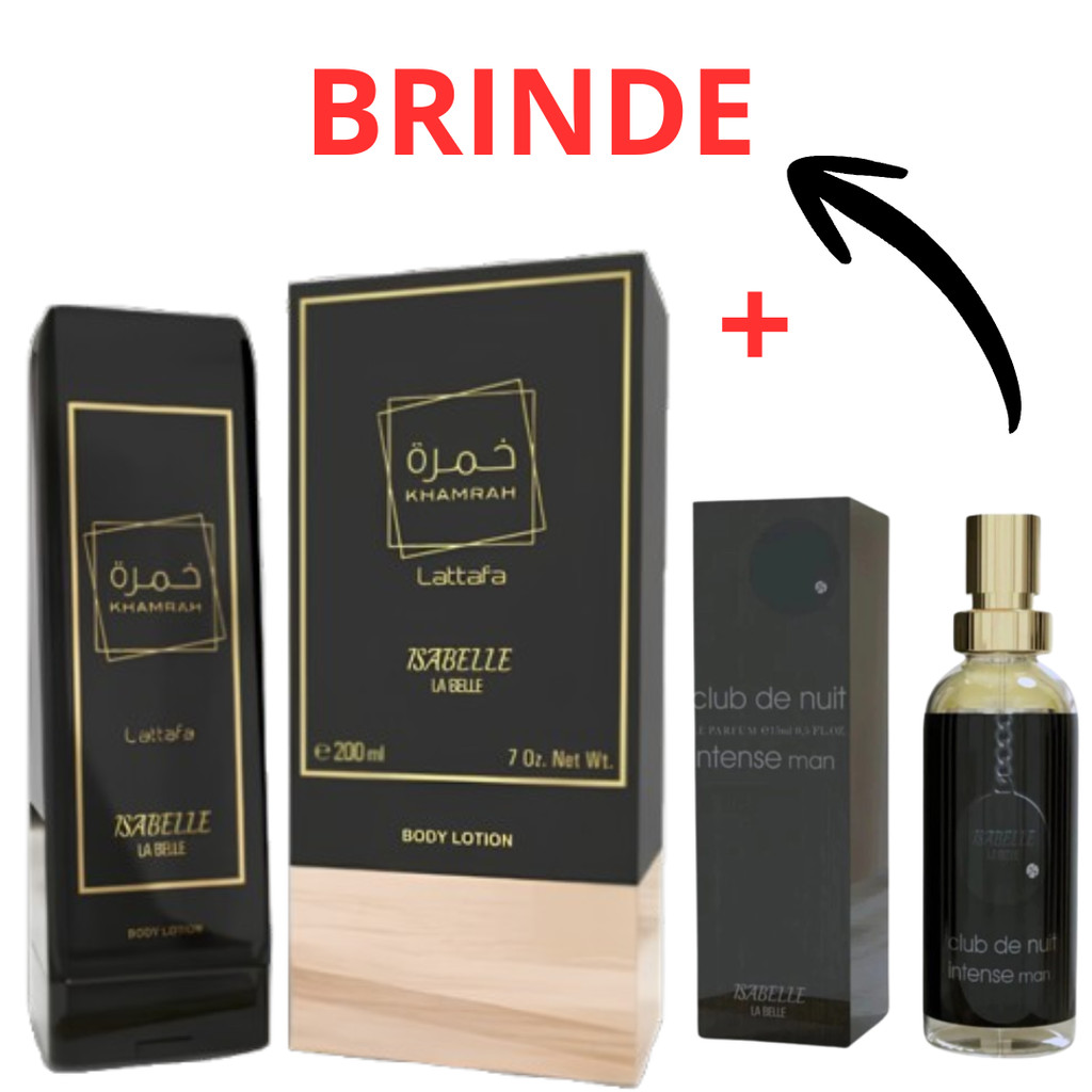 Kit Creme Bisnaga Khamrah e + Perfume Arabe Club de Nuit Intense Man 15ml Hidratante Corporal 200ml