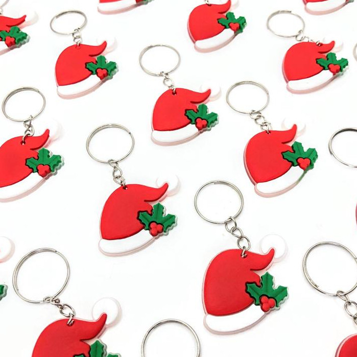 Lembrancinha Chaveiro Gorro de Natal 10un Natal Festa fim de Ano Goro Do papai Noel Borracha Promoção