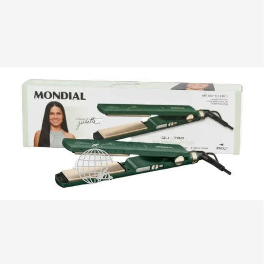 Chapinha Prancha Mondial By Juliette P-JU-02 Com Titânio e Nano Silver 230°C Verde Oliva Bivolt  60W