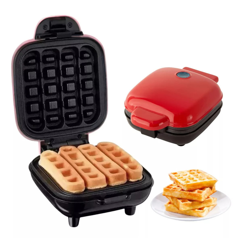 Mini Máquina de Waffle Quadrada | Antiaderente | Waffle Maker Elétrica 110V