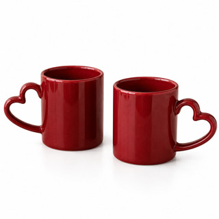 Kit 2 Canecas Cerâmica Alça Coração 180ml Café Chá Presente