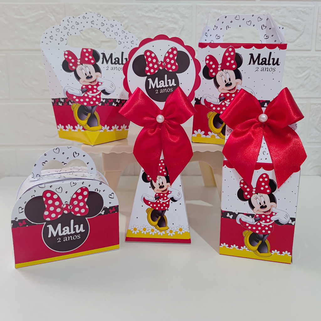 Kit Personalizados Minnie Vermelho Kit Festa Caixinhas Personalizadas Lembrancinha Mimos Aniversário