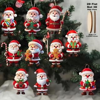 (duyonglin111) 10 Unidades De Natal De Madeira Gingerbread Man Papai Noel 2D Pingente Plano Decoração De Árvore Perfeita